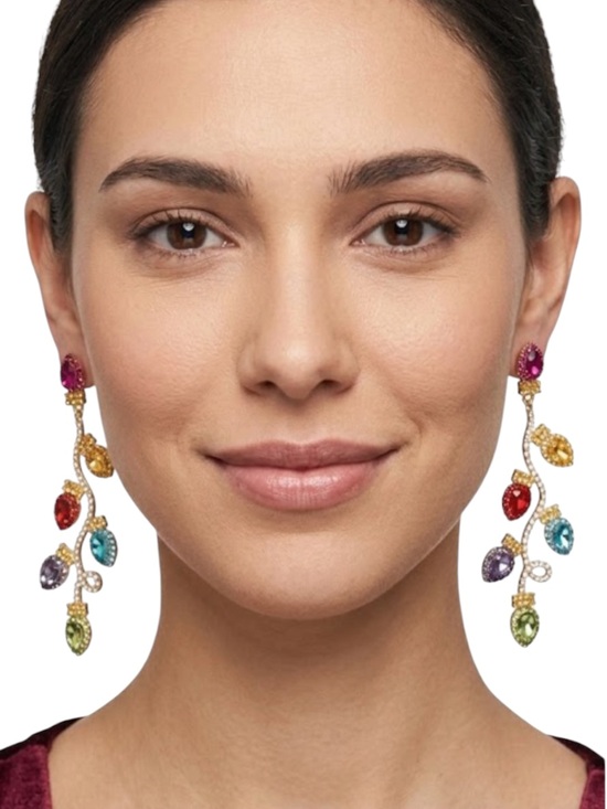 CC and Me Boutique Jewelry - NWT Multicolor Crystal Christmas Tree Light Bulb Drop Dangle Earrings Party